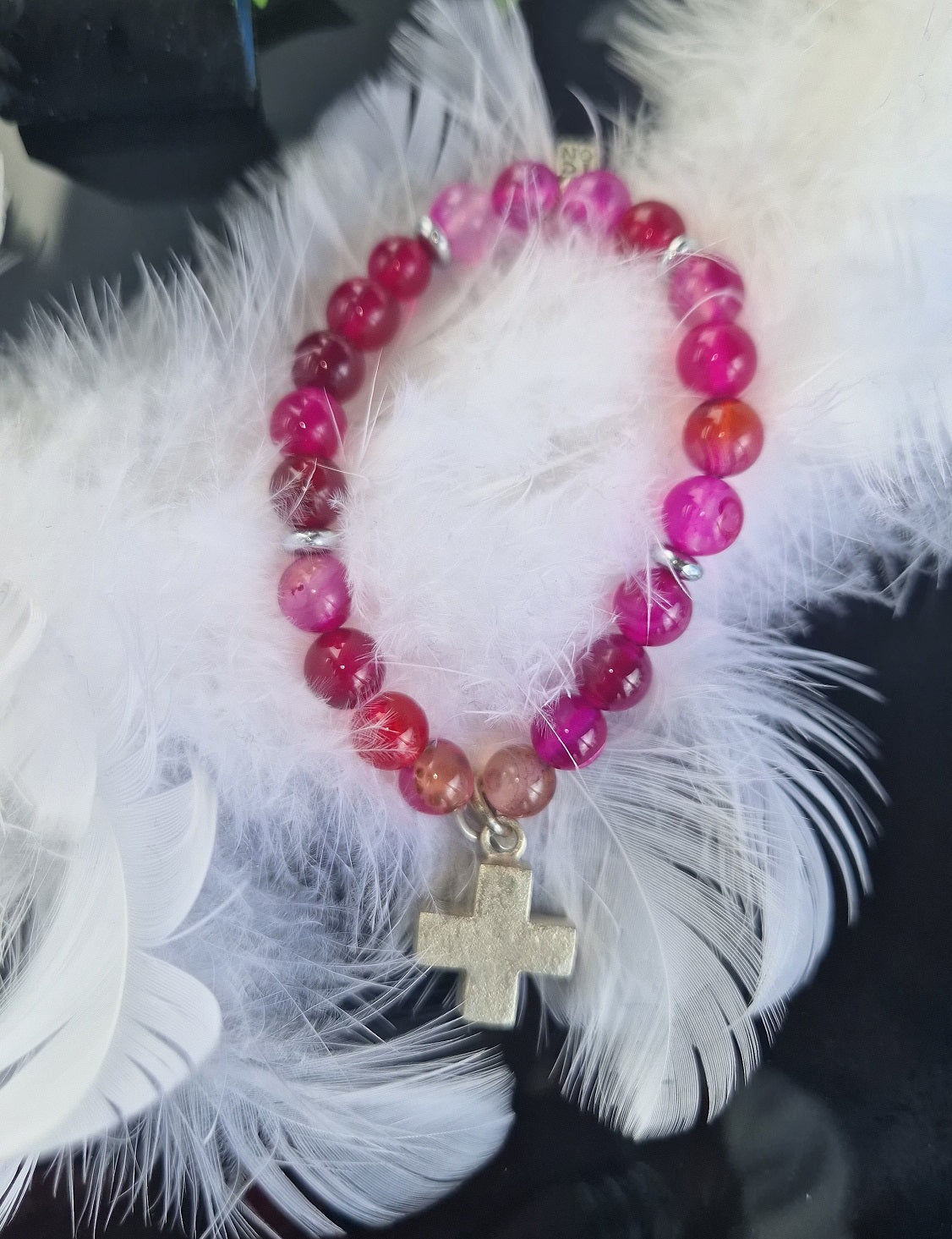 ICON ARMBAND SHANTI GROSS CERISE AGATE MZ#00111 - Mode-Zauber