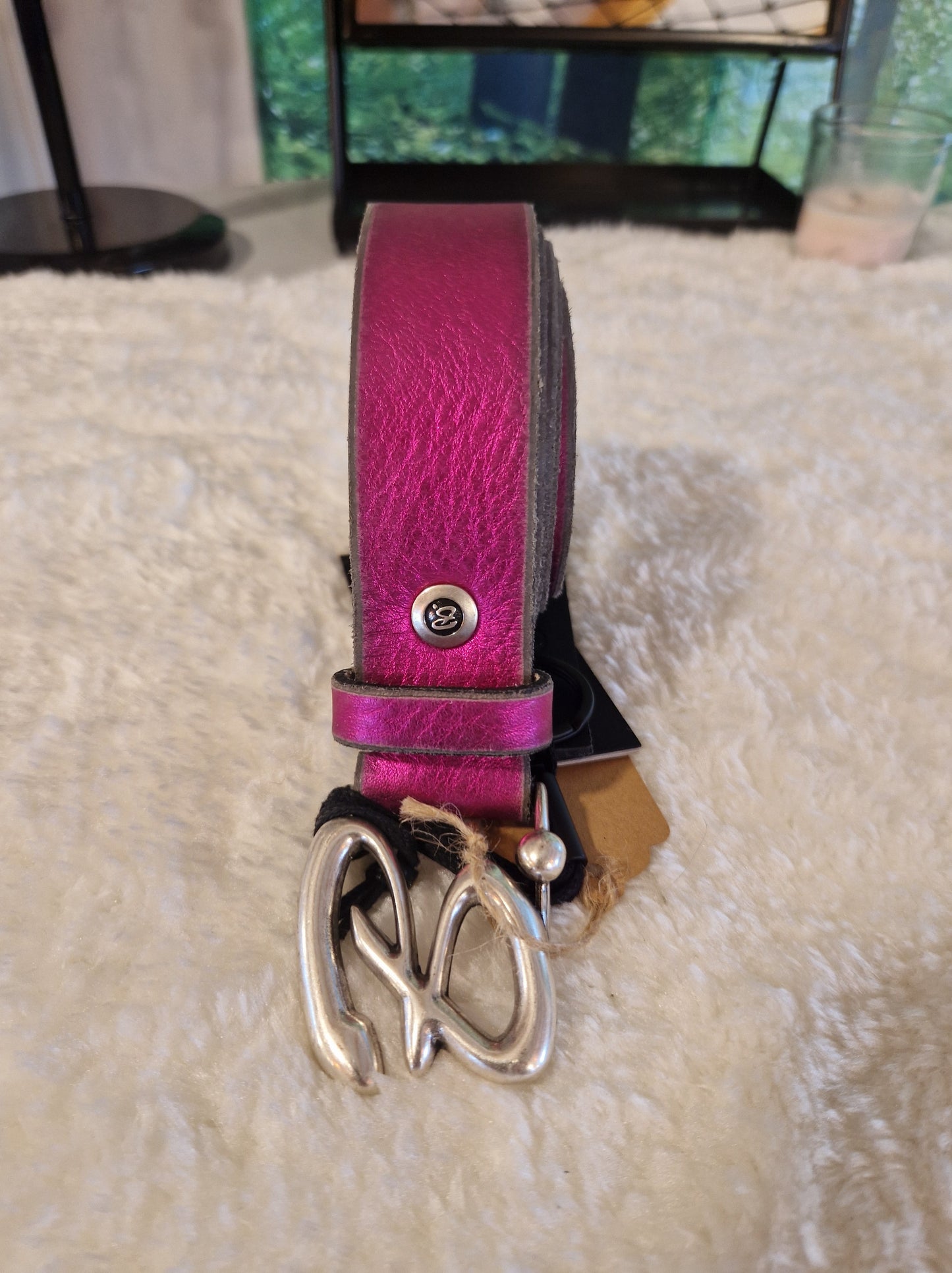 B.BELT VOLLLEDERGÜRTEL BREA FUCHSIA METALIC 0195 MZ#00030 - Mode-Zauber