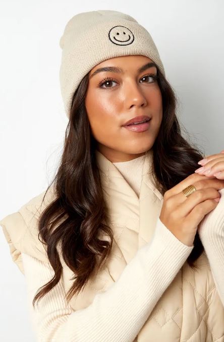 BUNTE MÜTZE MIT SMILEY - WEIß 0604905-004 MZ#00035
