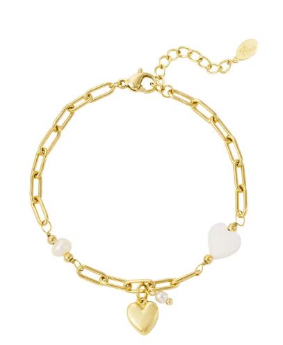 GLIEDERBAND MIT HERZ UND PERLE - GOLD MZ#00071 - Mode-Zauber