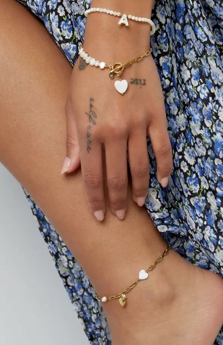 GLIEDERBAND MIT HERZ UND PERLE - GOLD MZ#00071 - Mode-Zauber