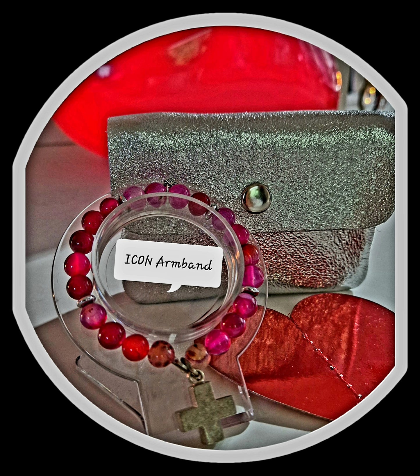 ICON ARMBAND SHANTI GROSS CERISE AGATE MZ#00111 - Mode-Zauber