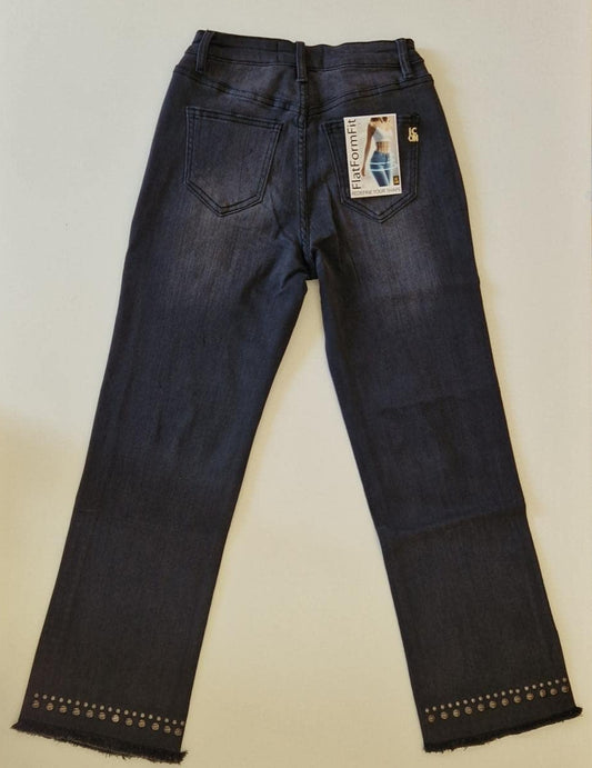 JEANS PINK GIN SLIT VON SENORITAS ICON IN USED BLACK MZ#00971 Mode-Zauber