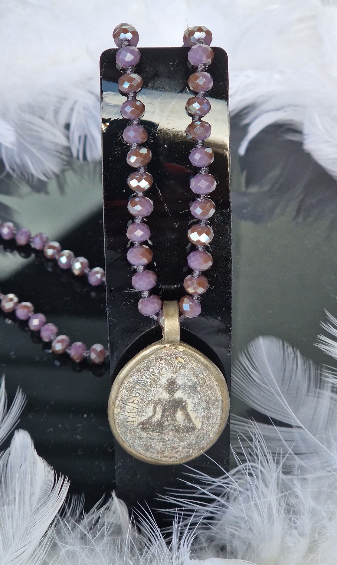 ICON KETTE BUDDHA 22 6 CM SILVER/PURPLE MZ#00112 - Mode-Zauber