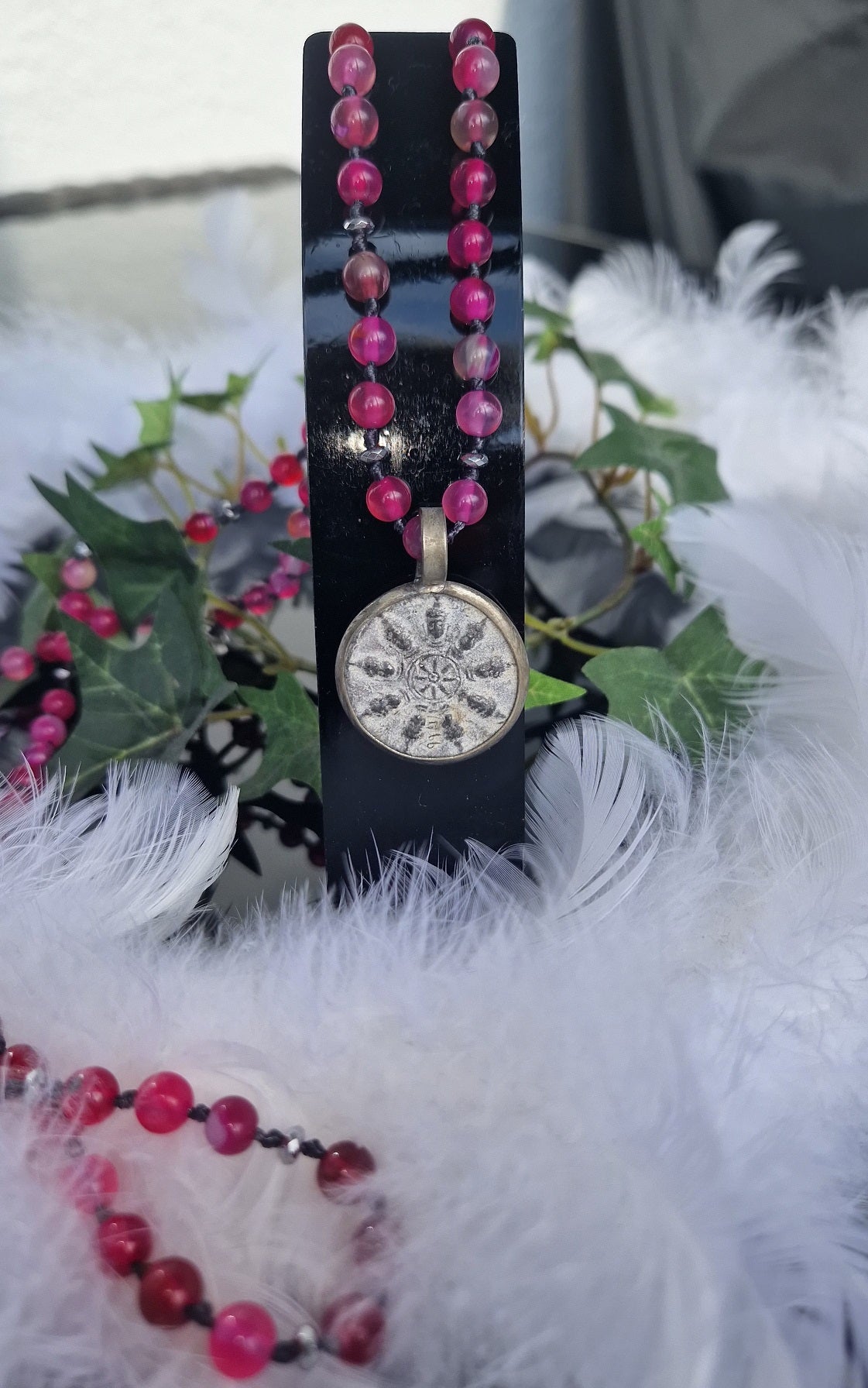ICON KETTE BUDDHA 410 6 CM SILVER/AGATA CERISE MZ#00114 - Mode-Zauber