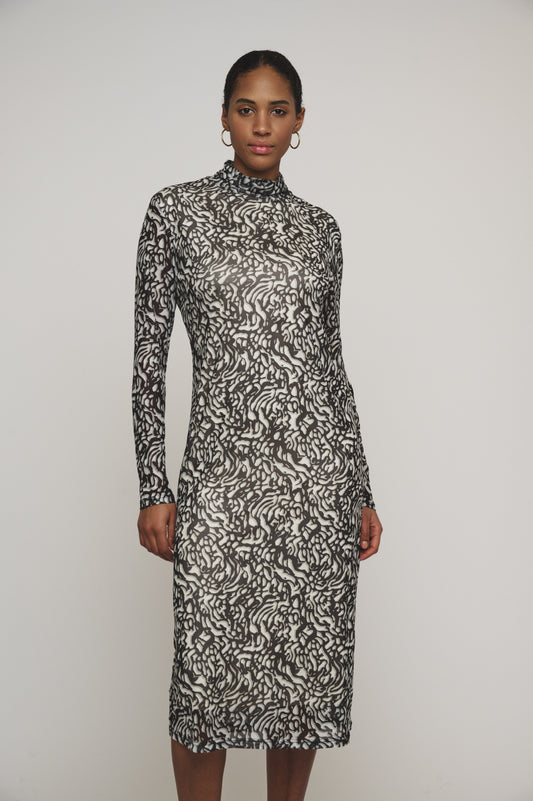 KLEID TUN MESH MIT TURTLENECK VON RINO & PELLE IN BLACK ARTICHOKE DOODLE MZ#00448 mode-zauber