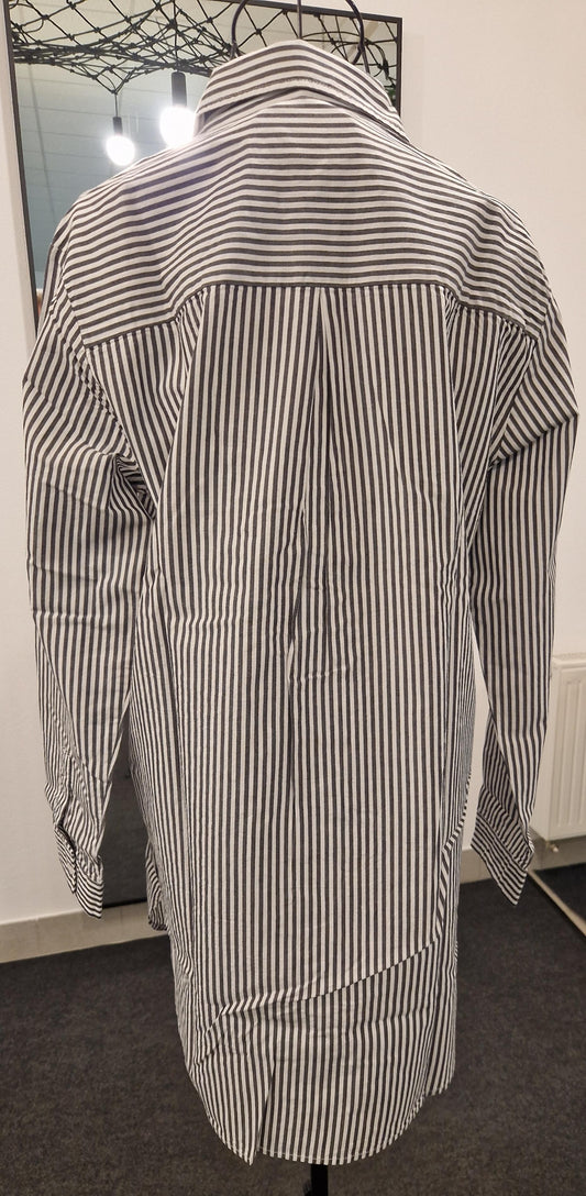 BLUSE LANG BLOS:SOM VON SENSES IN WEISS MIT SCHWARZEN STREIFEN MZ#01044 Mode-Zauber