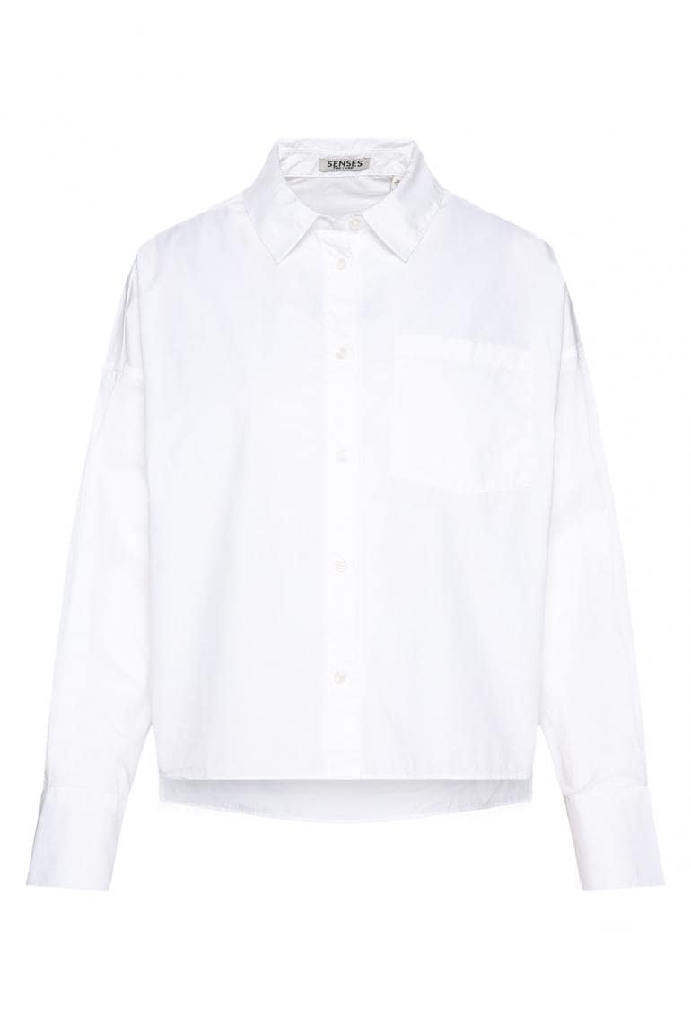 BLUSE BER:RY AUS POPELINE IM BOXY FIT VON SENSES IN WEISS MZ#00884 Mode-Zauber