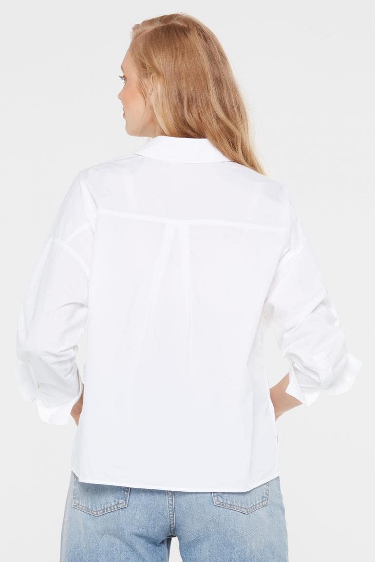 BLUSE BER:RY AUS POPELINE IM BOXY FIT VON SENSES IN WEISS MZ#00884 Mode-Zauber