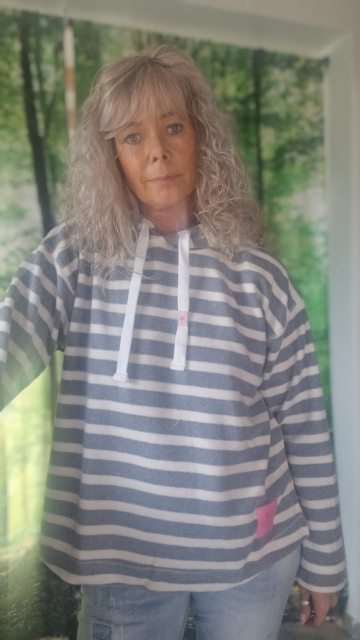 HOODIE RINGEL MIT KAPUTZE VON THESHIRT PROJEKT IN GRAU MELANGE MZ#00649 Mode-Zauber