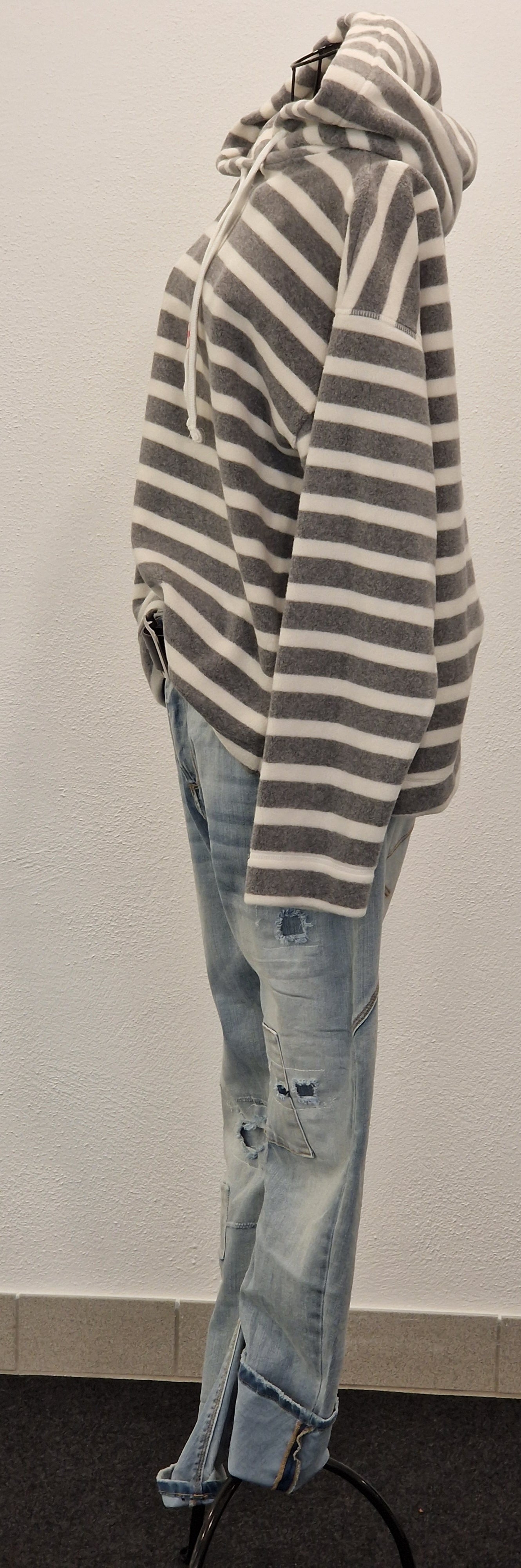 HOODIE RINGEL MIT KAPUTZE VON THESHIRT PROJEKT IN GRAU MELANGE MZ#00649 Mode-Zauber