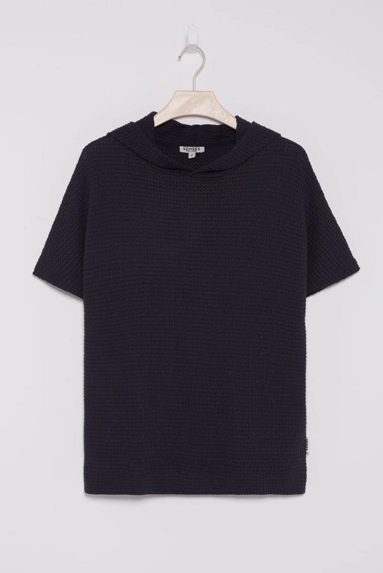 STRICK-HOODIE MIT KURZARM KLE:O VON SENSES IN NIGHT NAVY MZ#00858 Mode-Zauber