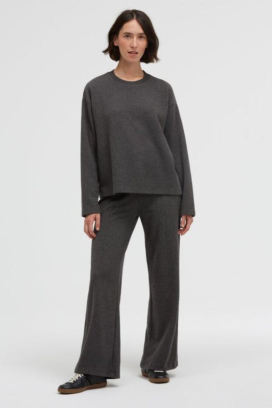 WIDE LEG PANTS POLA:RIS AUS JERSEY-RIPPSTRICK VON SENSES IN ANTHRA MELANGE MZ#01000 Mode-Zauber