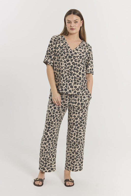 HOSE LEO FQLAVISCO VON FREE/QUENT SAND MELANGE M. SCHWARZ MZ#00798 Mode-Zauber