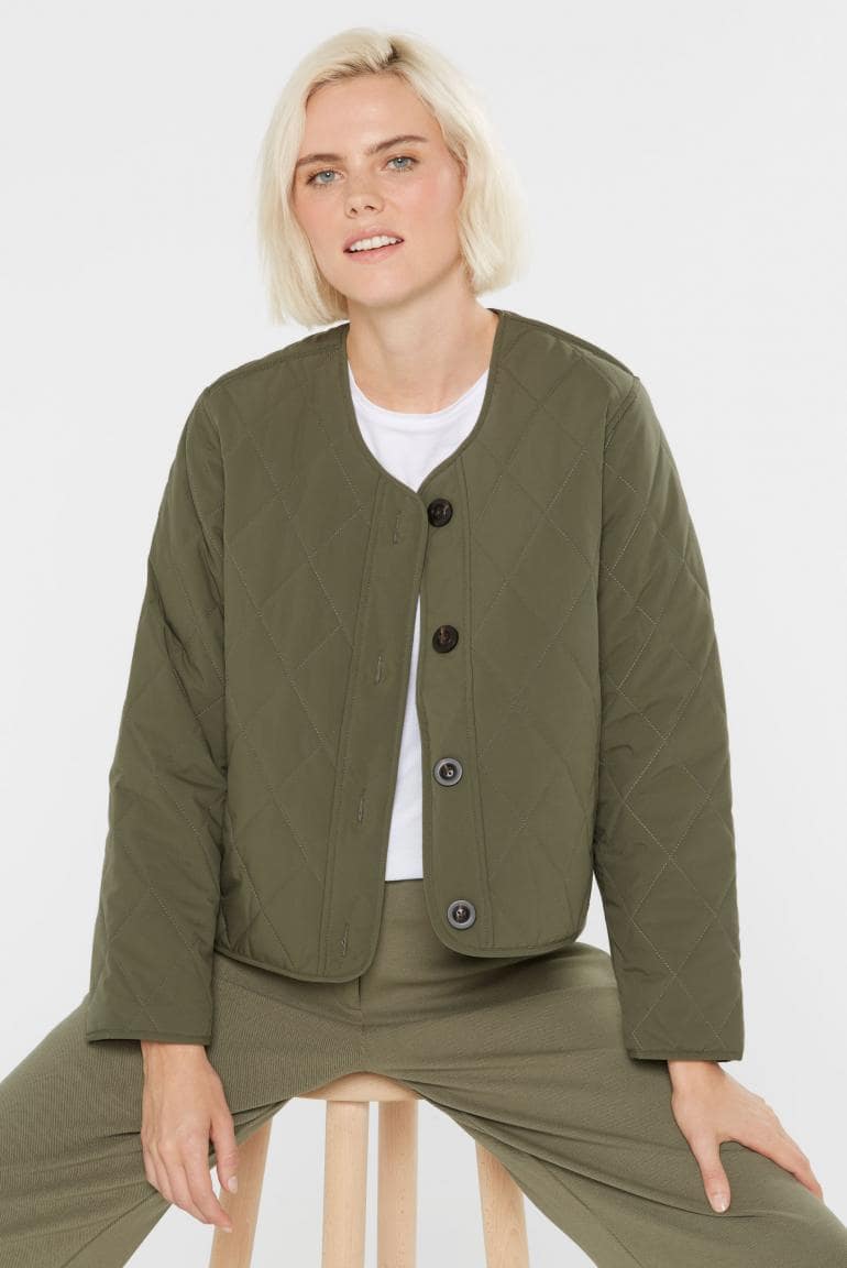LEICHTE STEPPJACKE MIT KNOPFLEISTE OLI:VIE VON SENSES IN KHAKI MZ#00877 Mode-Zauber