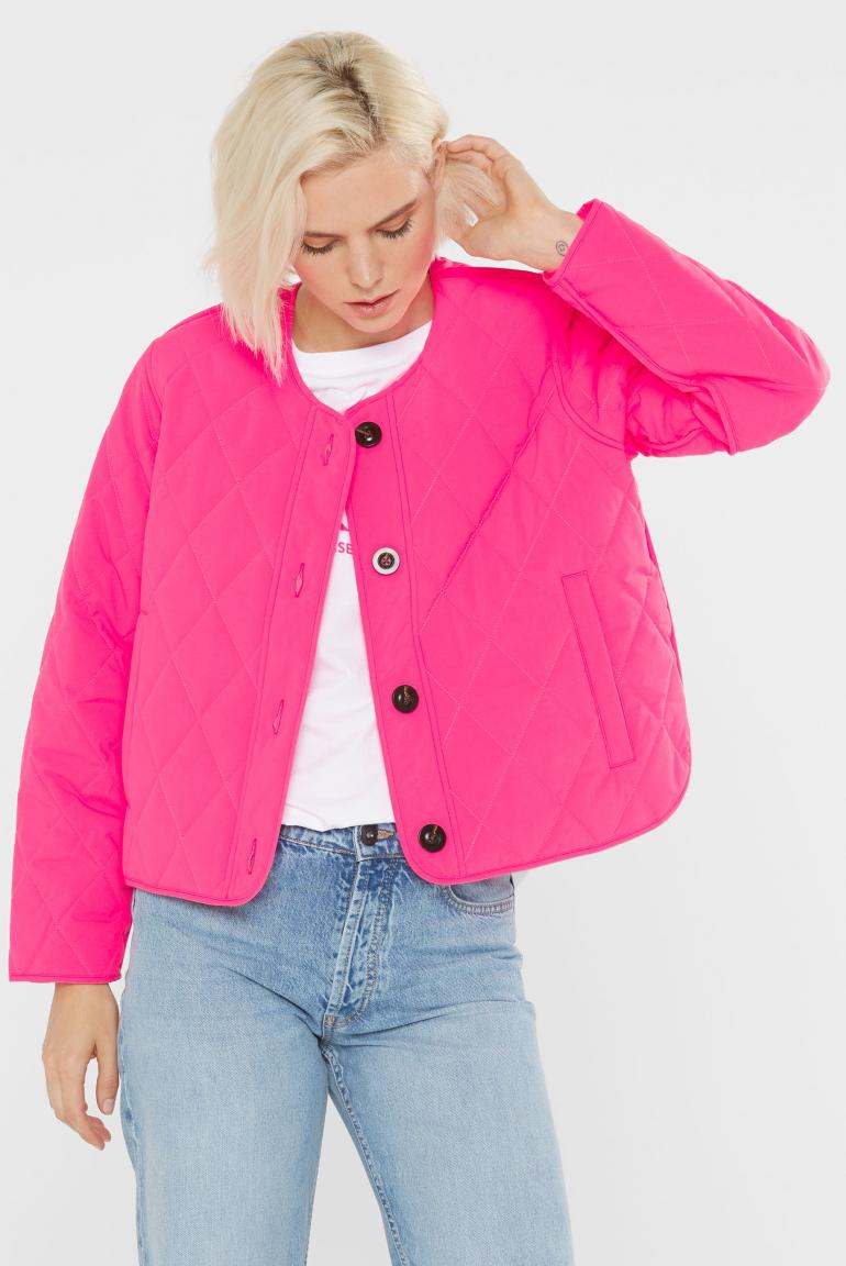 LEICHTE STEPPJACKE MIT KNOPFLEISTE OLI:VIE VON SENSES IN NEON PINK MZ#00877 Mode-Zauber