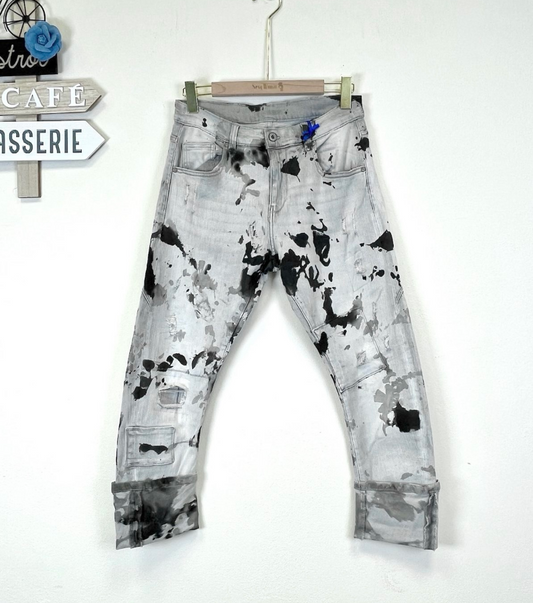 JEANS SEXY WOMEN MIT GRAU KUHFELL PRINT MZ#00872 Mode-Zauber