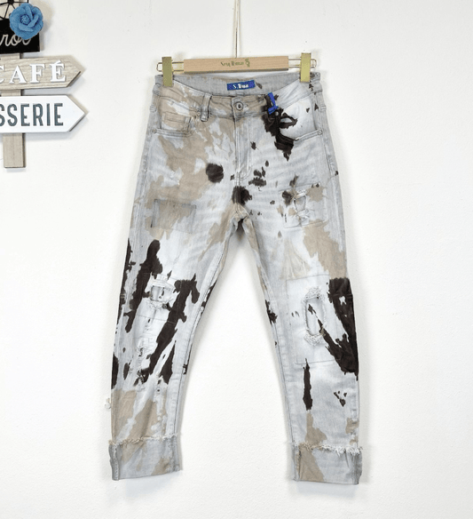 JEANS SEXY WOMEN MIT BRAUN KUHFELL PRINT MZ#00871 Mode-Zauber