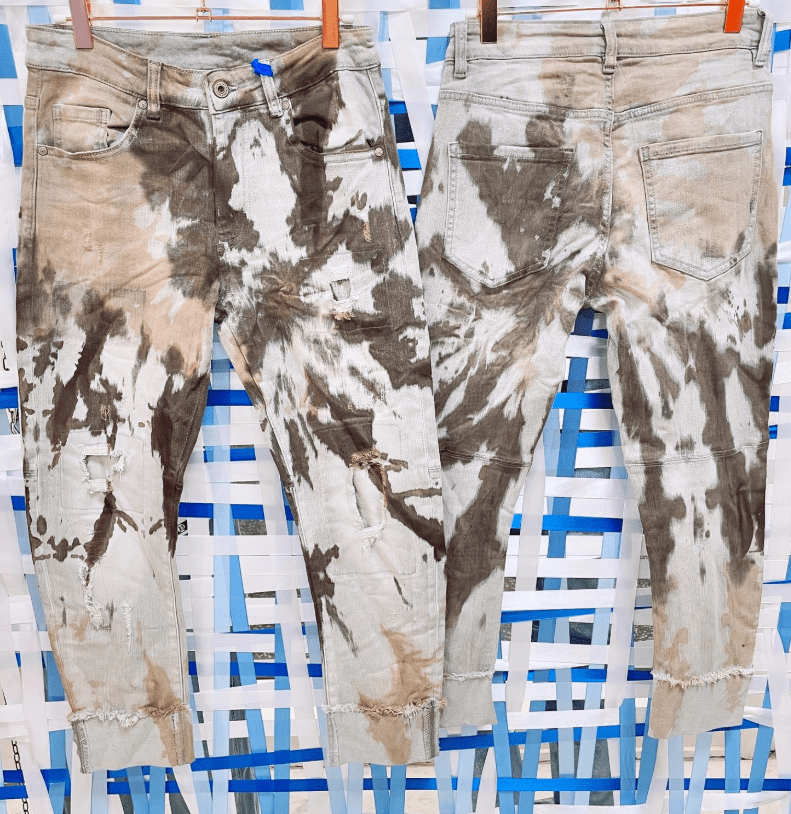 JEANS SEXY WOMEN MIT BRAUN KUHFELL PRINT MZ#00871 Mode-Zauber