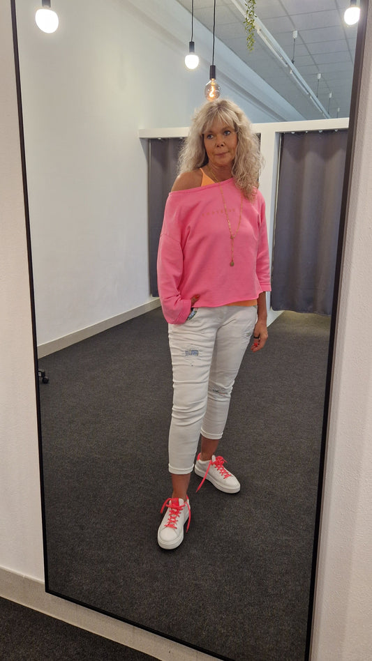 JEANS VON SEXY WOMAN MIT MUSTER IN WEISS MZ#00843 Mode-Zauber