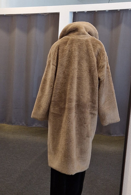 KUNSTFELLMANTEL MIT LEO INNENFUTTER IN MUD MZ#00964 Mode-Zauber