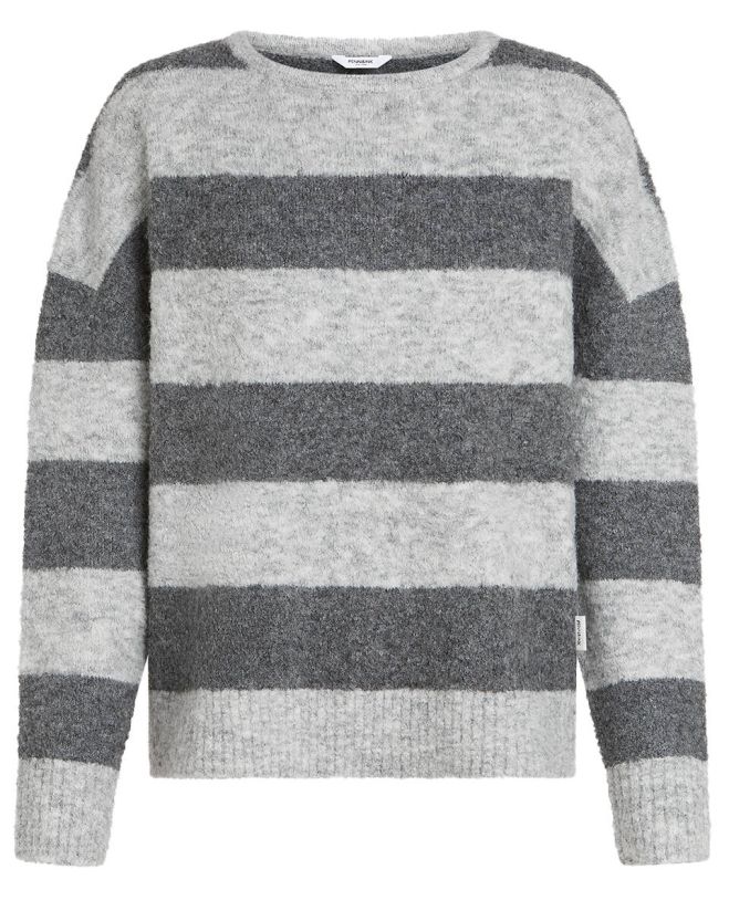 PULLOVER MIT STREIFEN VON PENN&INK W25C297 IN HELLGRAU MZ#00914 Mode-Zauber
