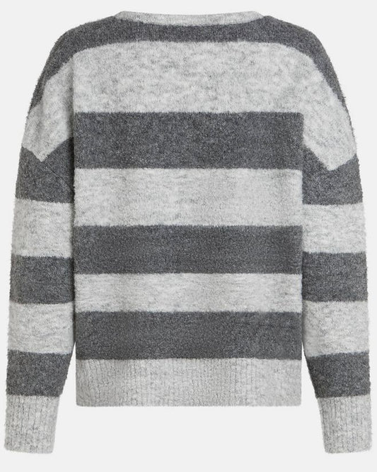 PULLOVER MIT STREIFEN VON PENN&INK W25C297 IN HELLGRAU MZ#00914 Mode-Zauber