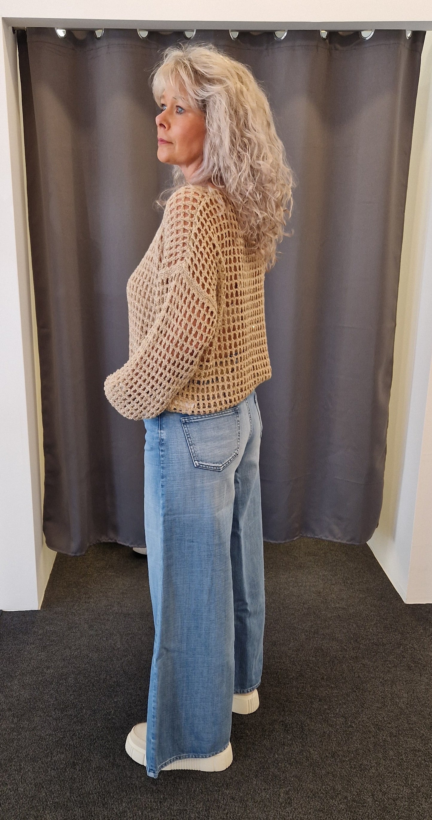 PULLOVER VON VICOLO IN BEIGE MIT GOLD GLITZER MZ#00782 Mode-Zauber
