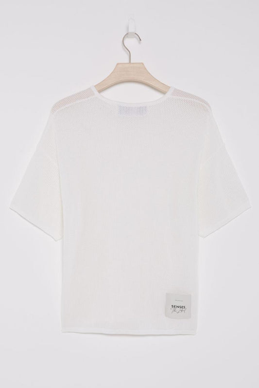 PULLOVER KURZARM KA:YA MIT MESH-STRUKTUR VON SENSES IN OPTICWHITE MZ#00864 Mode-Zauber