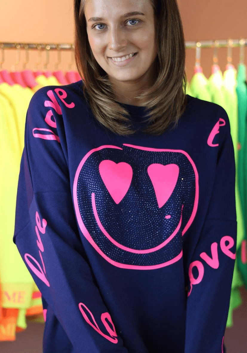 Damenpullover mit love von miss goodlife in Blau MZ#00574 Mode-Zauber