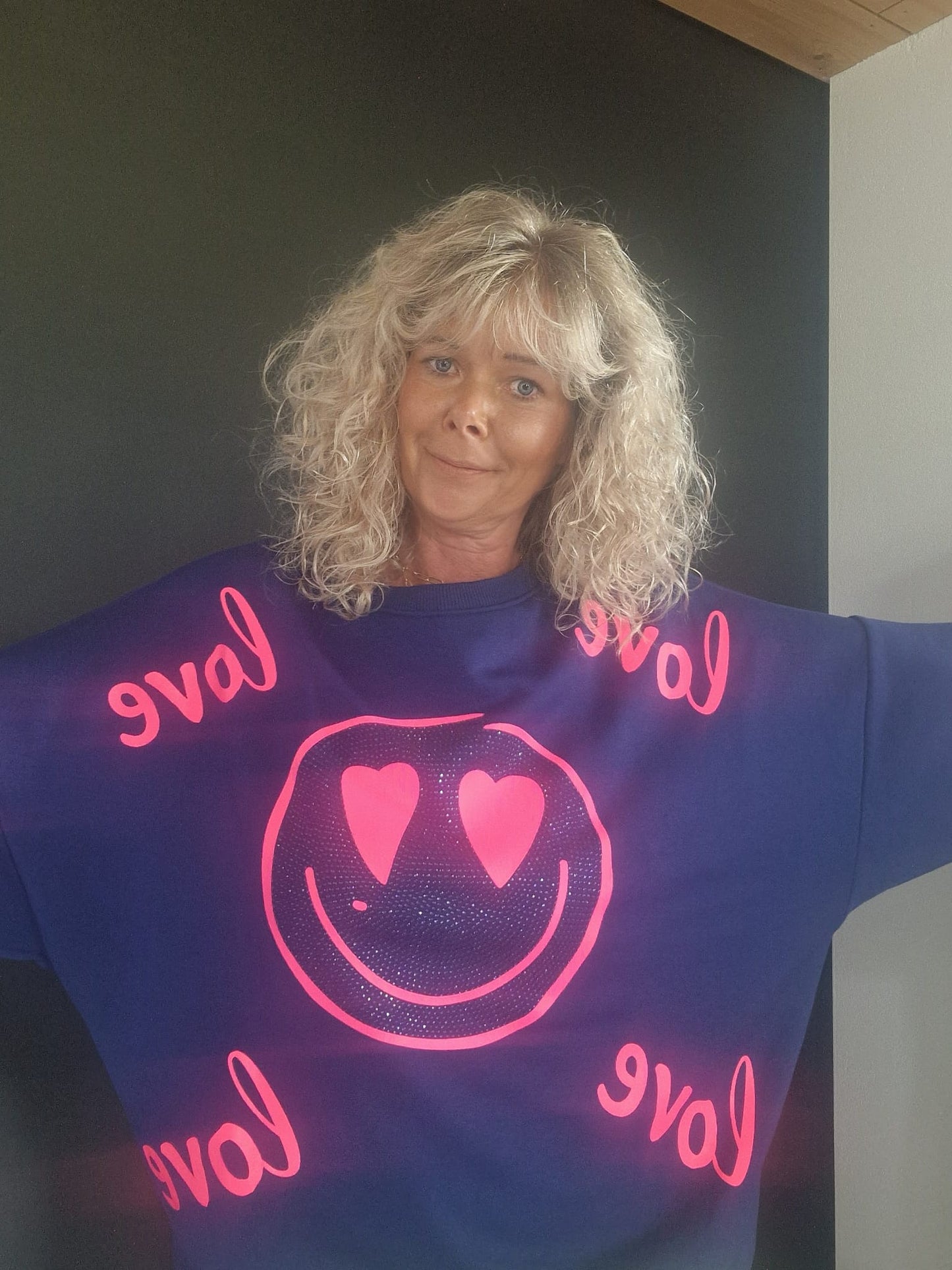 Damenpullover mit love von miss goodlife in Blau MZ#00574 Mode-Zauber