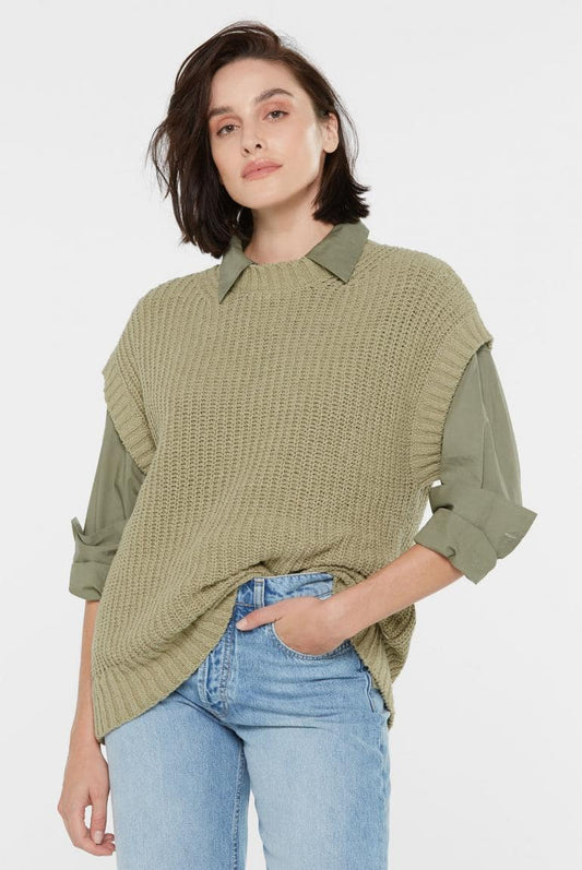 PULLUNDER KA:LOTTA AUS BAUMWOLLE-LEINEN MIX VON SENSES IN LIGHT SAGE  MZ#00885 Mode-Zauber