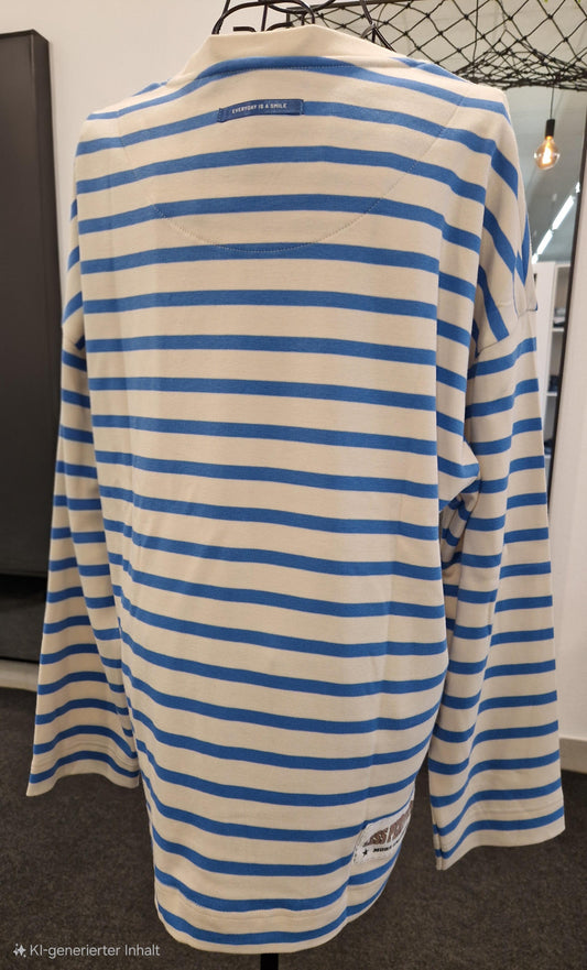 SHIRT RUNDHALS VON THESHIRT PROJEKT IN ECRU/BLUE MZ#01007 Mode-Zauber