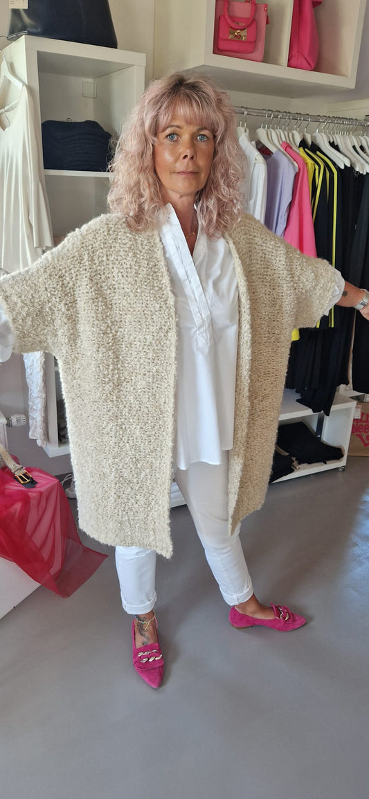 STRICKJACKE FUER DAMEN LANG ISSA BEIGE MZ#00599 Mode-Zauber