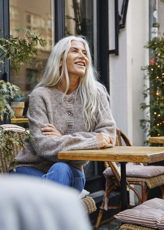 STRICKJACKE DAMEN FQLOUISA VON FREE/QUENT IN TAUPE MZ#00589 mode-zauber