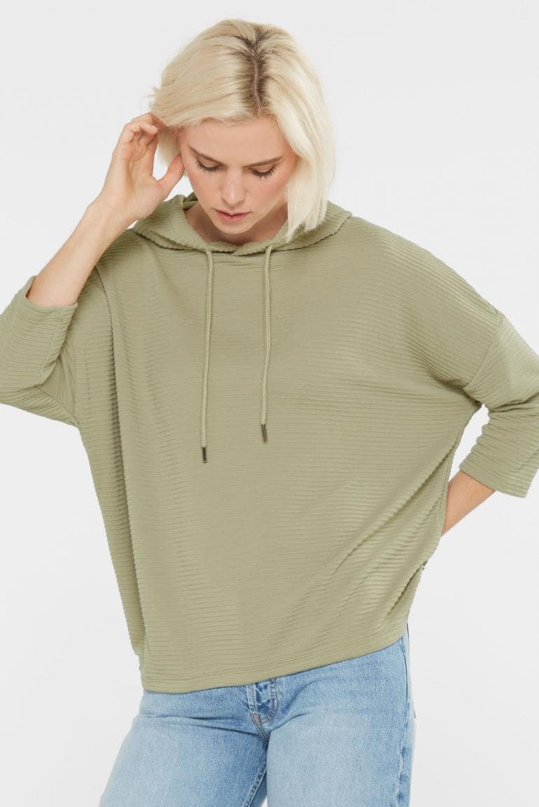 STRUKTURIERTES KAPUTZENSWEATSHIRT SO:LA VON SENSES MZ#00879 Mode-Zauber