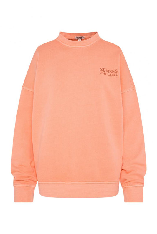 SWEATSHIRT STAR:LIGHT MIT GEWASCHENER OPTIK UND BACKPRINT VON SENSES IN PEACH NECTAR MZ#00951 Mode-Zauber