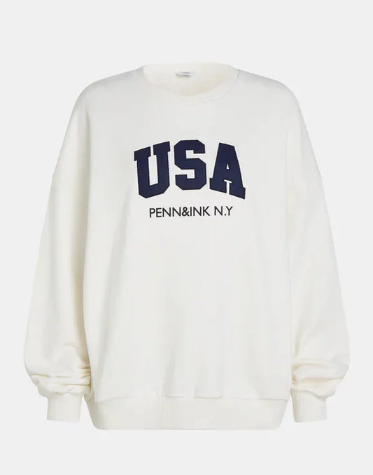 SWEATER PRINT W24T1127LTD VON PENN & INK IN ECRU NAVY MZ#00638