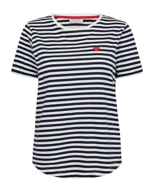 T-SHIRT FQMIAN VON FREE/OUENT IN STAR OFF-WHITE MIT MARINEBLAUEM BLAZER MZ#00671