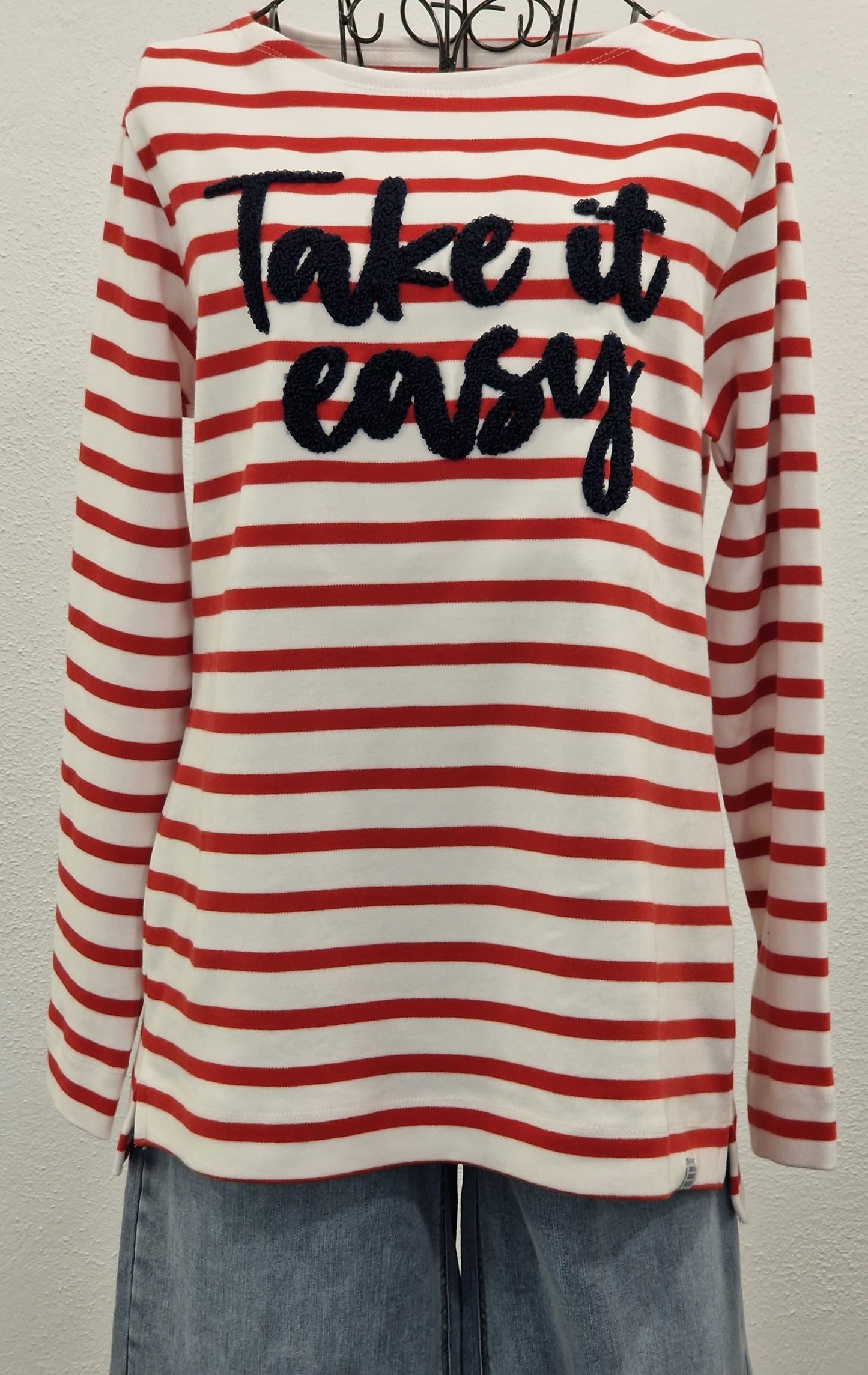 SHIRT U-BOOT VON THESHIRT PROJECT IN CREAM WHITE MIT ROTEN STREIFEN MZ#00693