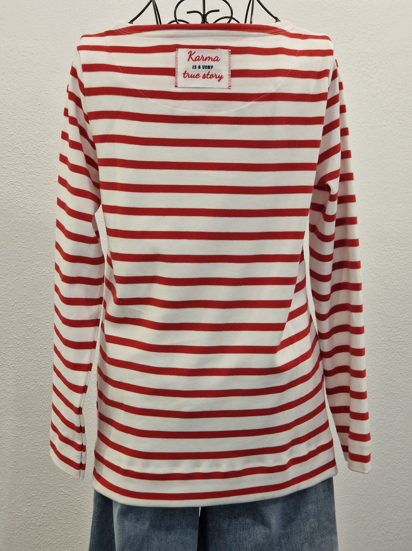 SHIRT U-BOOT VON THESHIRT PROJECT IN CREAM WHITE MIT ROTEN STREIFEN MZ#00693