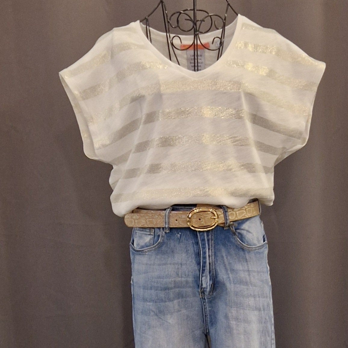 TOP V-NECK VON THESHIRT PROJEKT IN CREAM MZ#00741 Mode-Zauber