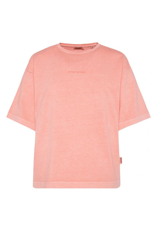 T-SHIRT TEC:LA OVERSIZED MIT GEWASCHENER OPTIK VON SENSES IN PEACH NECTAR MZ#00948 Mode-Zauber