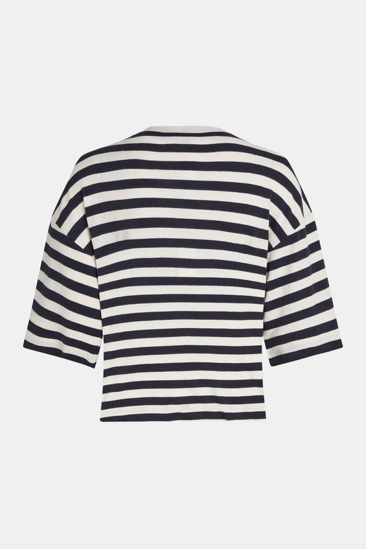 t-shirt damen W24T1096 ecru navy mz00577 mode-zauber