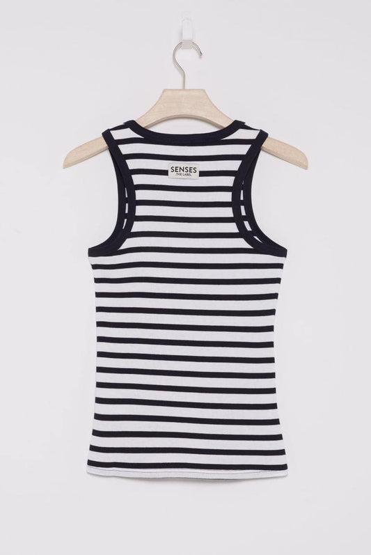 RIPPTOP GESTREIFT TRO:PEA VON SENSES IN NIGHT NAVY/OPTICWHITE MZ#00855 Mode-Zauber