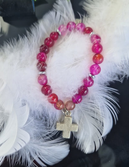 ICON ARMBAND SHANTI GROSS CERISE AGATE MZ#00111 - Mode-Zauber