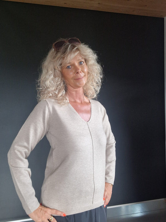 PULLOVER DAMEN FQCLAURA-V TAUPE MZ#00395