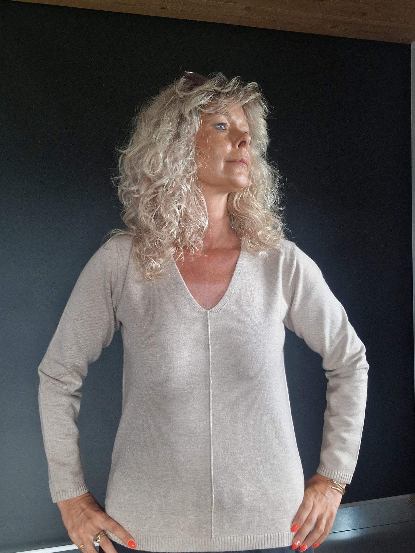 PULLOVER DAMEN FQCLAURA-V TAUPE MZ#00395