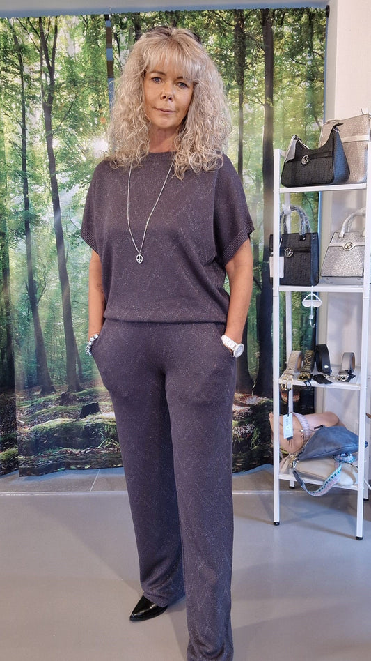 HOSE DAMEN FQANILUX VON FREE/QUENT GRAUER NADELSTREIFEN MIT GUNMETAL MZ#00505 Mode-Zauber