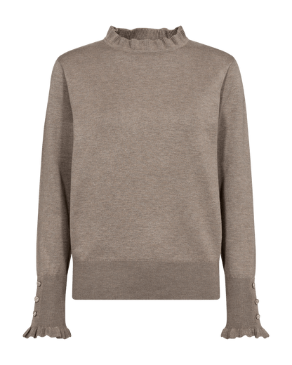 PULLOVER DAMEN FQKATIE VON FREE/QUENT IN TAUPE MZ#00511 mode-zauber